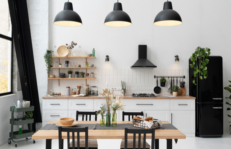 kitchen table with bench and chairs
