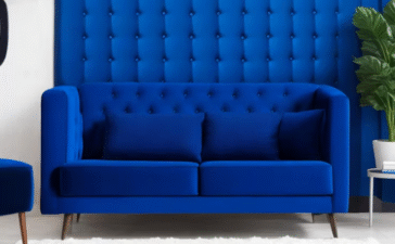 blue leather sofa