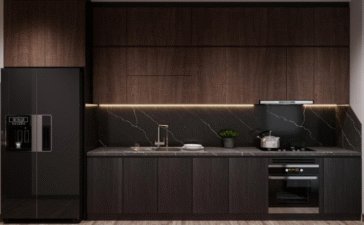 dark wood kitchen cabinets