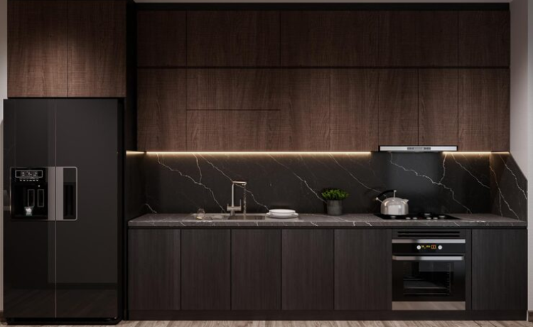 dark wood kitchen cabinets